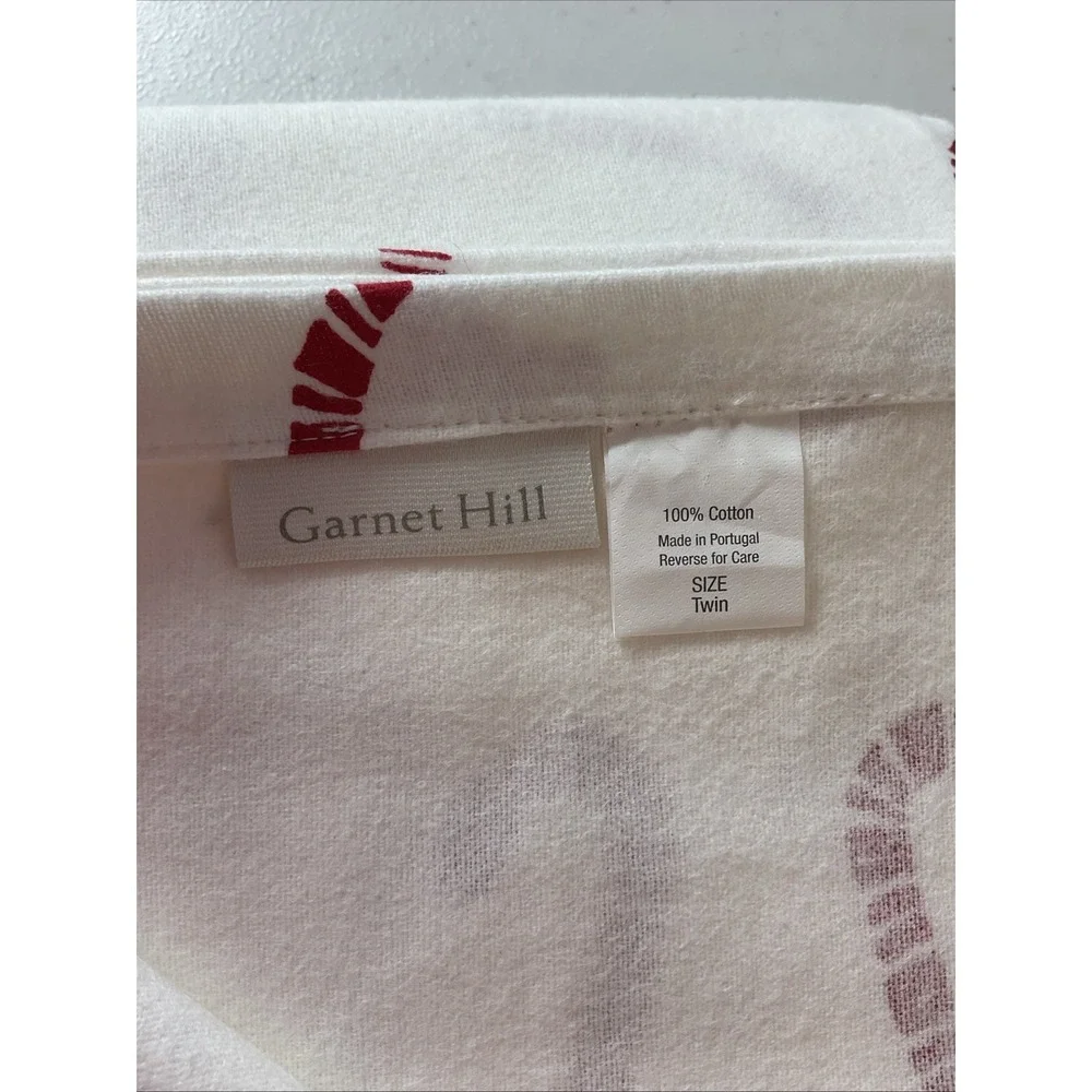 New Garnet Hill Organic Cotton Candy Cane Print‎ Flat Sheet Size Twin Holiday